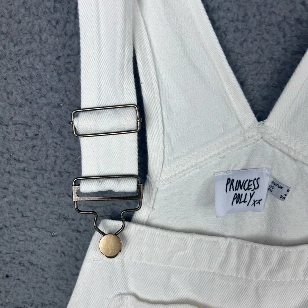 Princess Polly Overalls Shortalls Bibs White Shorts Adjustable Summer Size 4 - Picture 6 of 9